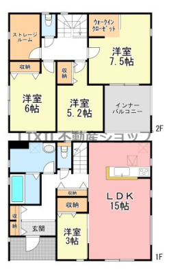  �y2����/�Ԏ�}�z LDK��3���̗m�����אڂ��Ă���A�L�X�g���܂���2�K�ɂ̓E�H�[�N�C���N���[�[�b�g��X�g���[�W���[��������A���[���L�x�ł���